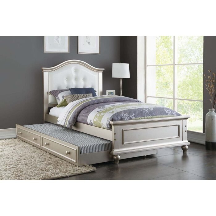 Two-Tone White Twin Size Bed with Trundle