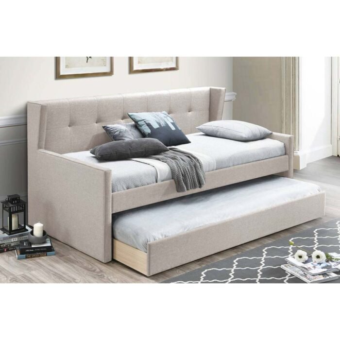 Elegant Light Brown Day bed With Slats Trundle