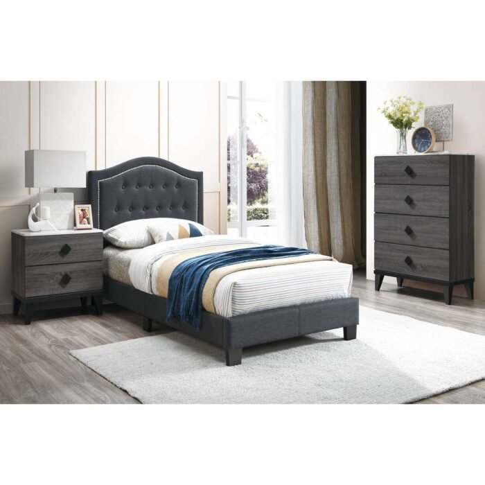 Charcoal Burlap Queen Bed Set