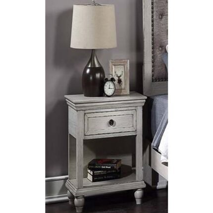 Antique White Wood Nightstand