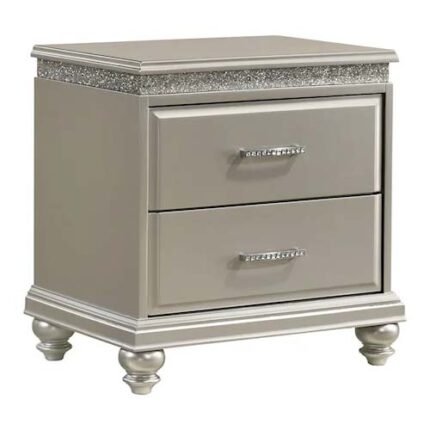 Glam Nightstand with Two Drawers and Bun Feet