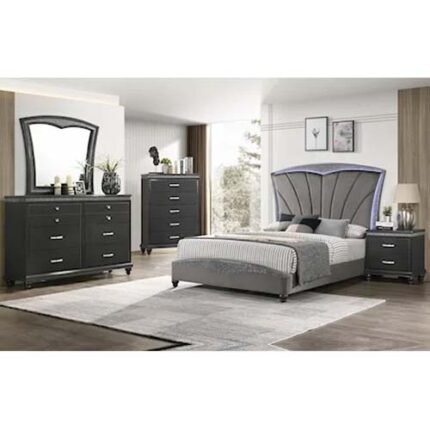 5Pc Grey Glam Sparkle Bed Set