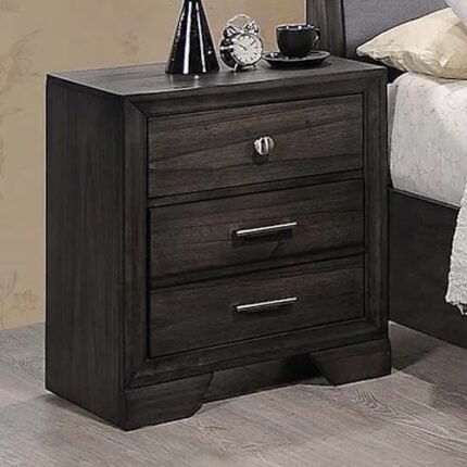 Gorgeous Dark Wood Finish 3-Drawer Nightstand