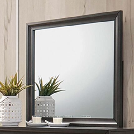 Antique Grey Solid Wood Frame Mirror