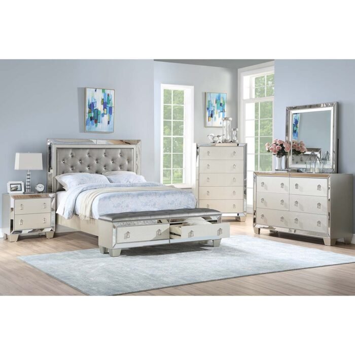 Silver Luxurious button Tufting Bed