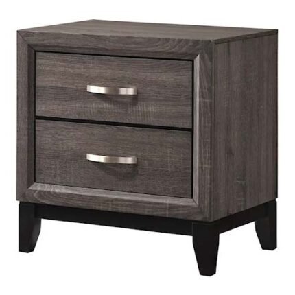 Grey Finish 2-Drawer Nightstand