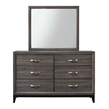 Grey Finish 6-Drawer Dresser