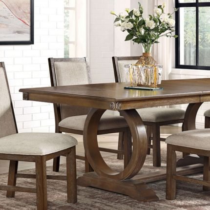 Transitional Rustic Oak/Beige Dining Table
