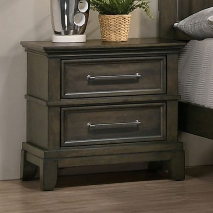 Traditional Gray Two Drawer Nightstand