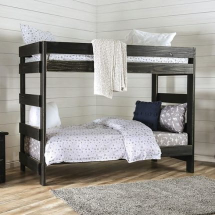 Rustic Black Twin / Twin Bunk Bed