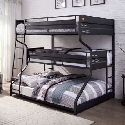 Industrial Black Metal Full / Twin / Queen Bunk Bed