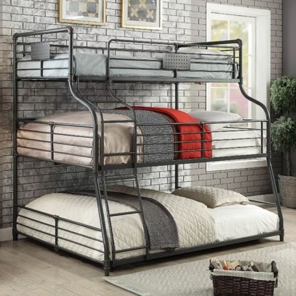 Industrial Antique Black Metal Twin / Full / Queen Bunk Bed