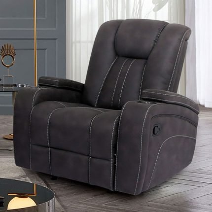 Transitional Dark Gray Glider Recliner Chair