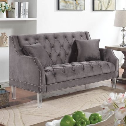 Transitional Gray Flannelette Loveseat Sofa