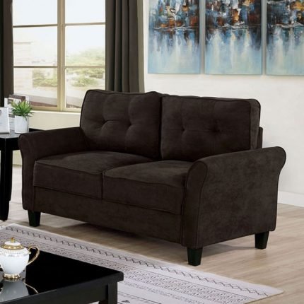Transitional Brown Fabric  Loveseat Sofa