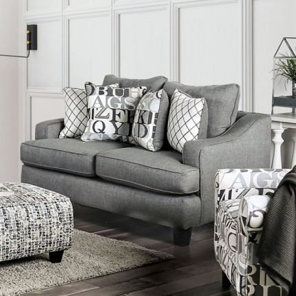 Medium Density Foam Sloped Arms Loveseat Sofa