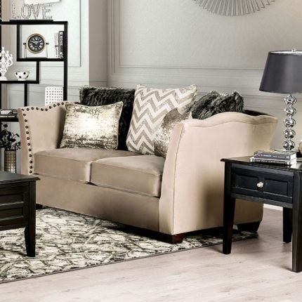 Transitional Beige Fabric Loveseat Sofa