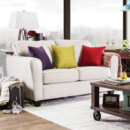 Contemporary Style Welt Trim Loveseat Sofa