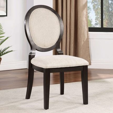 Transitional Espresso/Ivory Two Side Chairs