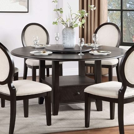 Transitional Espresso/Ivory Round Dining Table