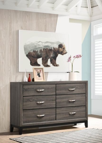 6-drawer Dresser Grey Oak and Black