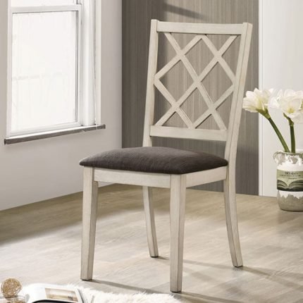 Transitional Antique White/Gray Two Side Chairs