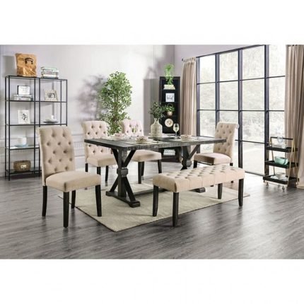 Rustic Antique Black Metal Dining Table
