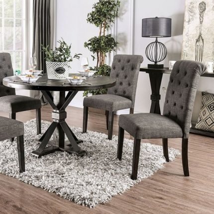 Rustic Antique Black, Ivory Metal Round Table
