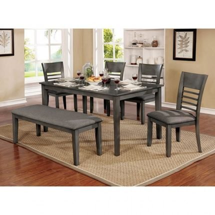 Transitional Gray Solid Wood Dining Table