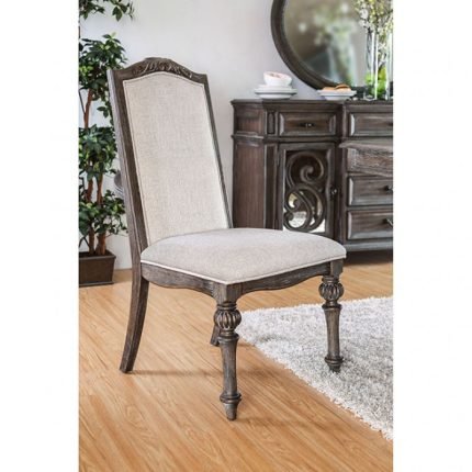 Rustic Rustic Natural Tone, Ivory Two Side Chairs