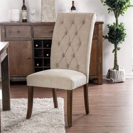 Rustic Antique Oak, Beige Two Side Chairs