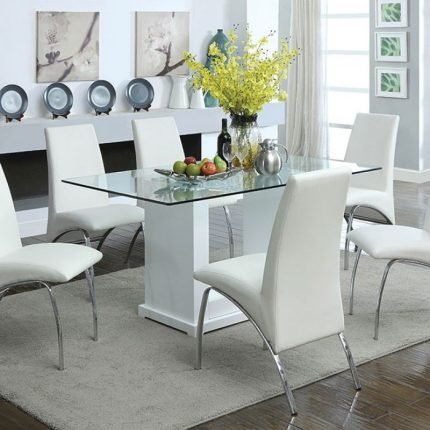 Contemporary White, Clear Dining Table