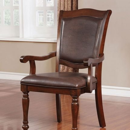 Traditional Brown Cherry, Espresso Leatherette Two Arm Chairs