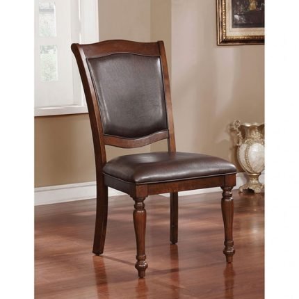 Traditional Brown Cherry, Espresso Leatherette Two Side Chairs