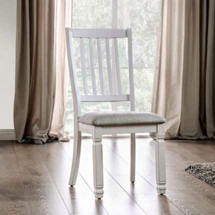 Transitional Antique White Two Side Chairs