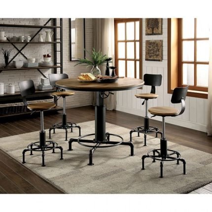 Industrial Style Pipe-Inspired Frame Round Dining Table