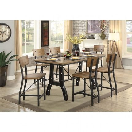 Industrial Style Two-Tone Design Counter Height Dining Table