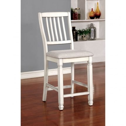 Transitional Antique White Counter Height Two Chairs