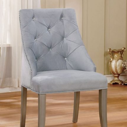 Transitional Silver, Gray Two Side Chairs