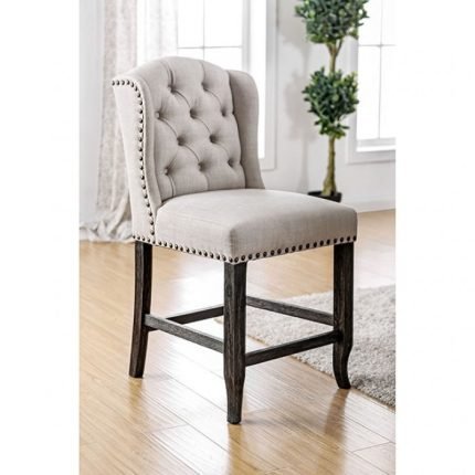 Rustic Antique Black, Beige Counter Height Two Side Chairs