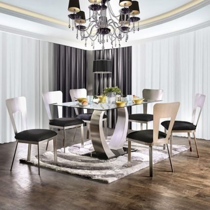 Contemporary Silver, Black Dining Table