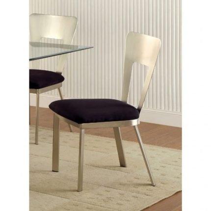 Contemporary Silver, Black Two Side Chairs