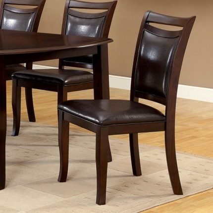 Transitional Dark Cherry, Espresso Leatherette Two Side Chairs