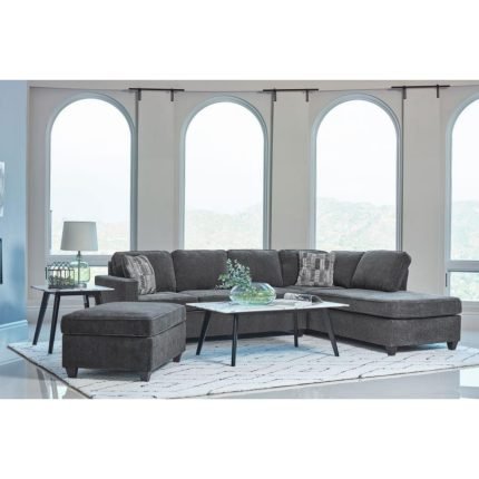 Modern  2-Piece Cushion Back Sectional Dark Grey