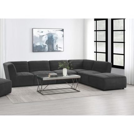 Upholstered 6-piece Modular Sectional Dark Charcoal