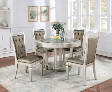 Transitional Champagne Round Dining Table