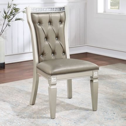 Transitional Champagne/Warm Gray Two Side Chairs
