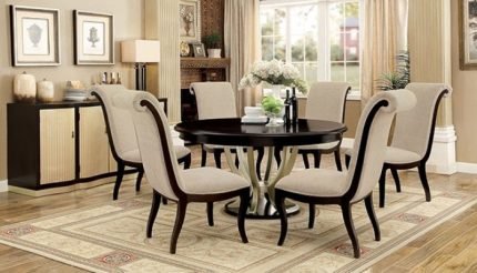Transitional Espresso, Champagn Round Dining Table