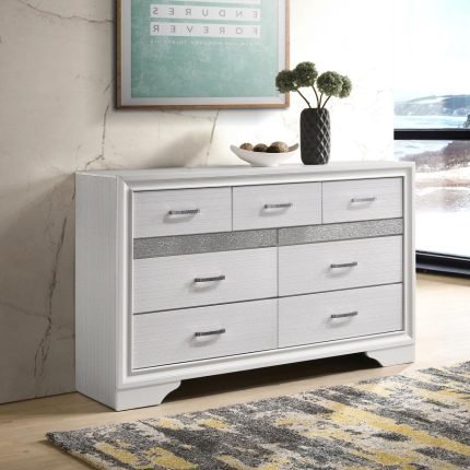 7-drawer Dresser White and Rhinestone