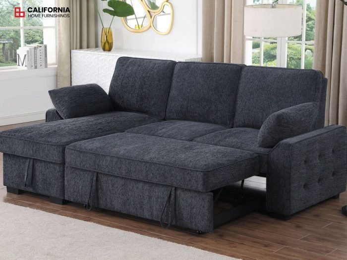 PR2021BI5960 A81440 Mackenzie 91W Dark Gray Chenille Fabric Reversible Sleeper Se IMD ink